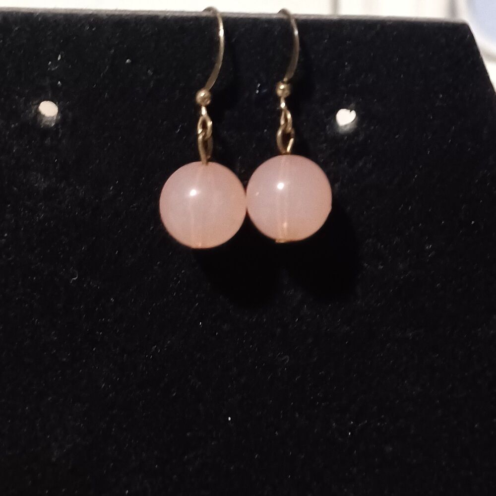 Vintage Gold-Toned Pink Bead Earrings